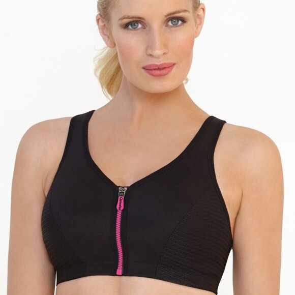Set of 3! 36B Glamorise SPORT Bra (HIGH-IMPACT) Black (RACERBACK) T-Back Zip NEW - Picture 14 of 16